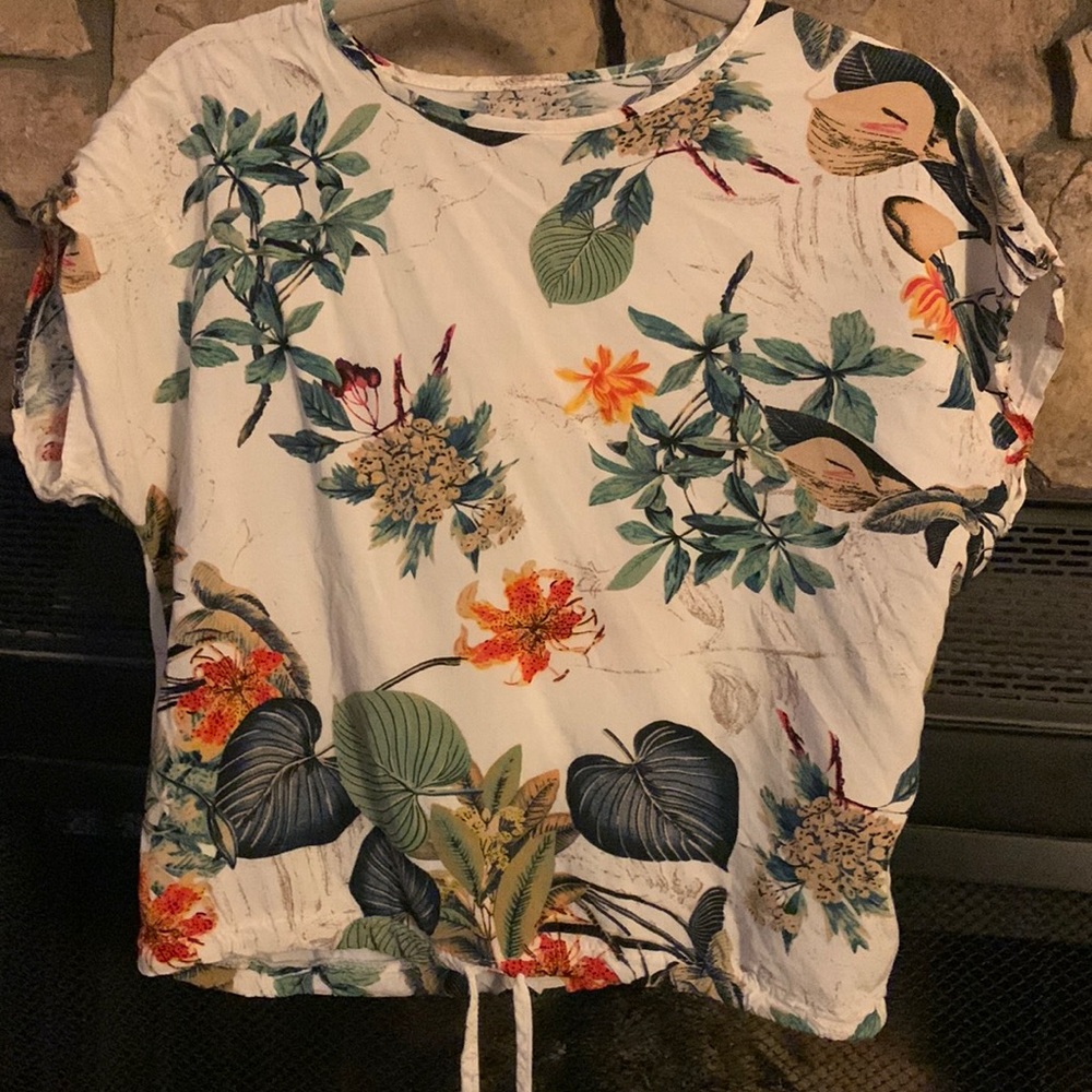 White Tropical Crop Top